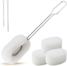 6-Pack Sponge Bottle Dish Brush with Handle, Non-Scratch Washing Scrubber Cleaner for Wine/Whiskey Glass, Cups